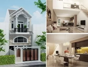 Mẫu thiết kế nhà phố 1 trệt 1 lửng 1 lầu tuyệt đẹp