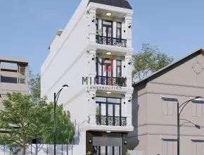 Mẫu thiết kế nhà ống 4 tầng tân cổ điển