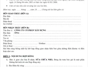 Hợp đồng sửa chữa nhà: Các điều khoản cần lưu ý trước khi ký
