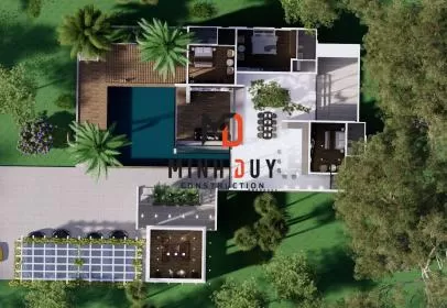 Mẫu biệt thự vườn 1 tầng đẹp, hiện đại