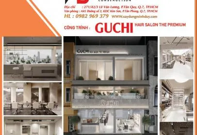 Dự án thiết kế thi công cửa hàng salon tóc GUCHI Nguyễn Thông
