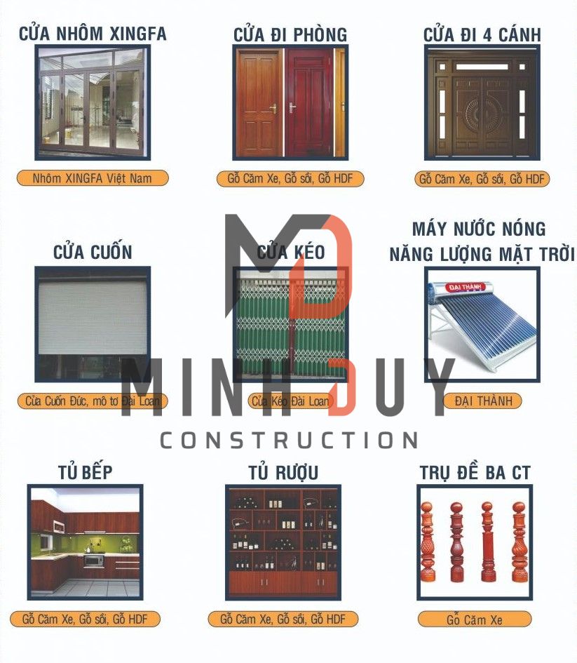 Bảng vật tư sử dụng chi tiết - Xây Dựng Minh Duy