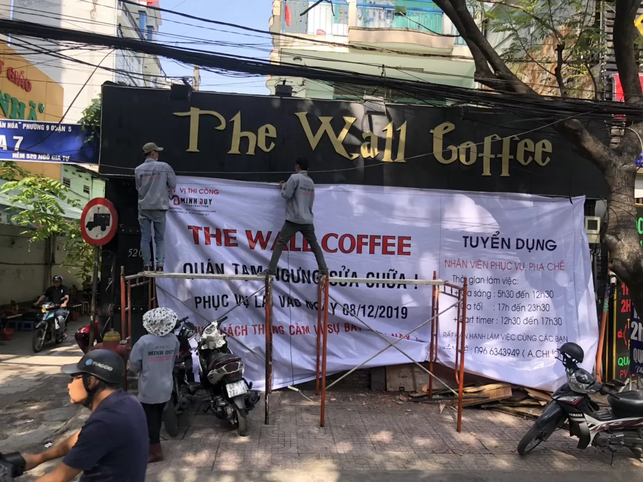Thi công quán cafe The Wall Coffee