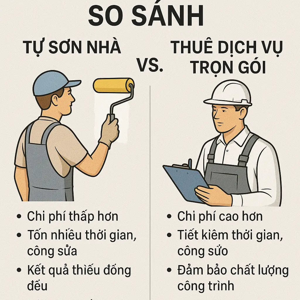 So sánh chi tiết: Tự sơn nhà vs. Thuê dịch vụ trọn gói
