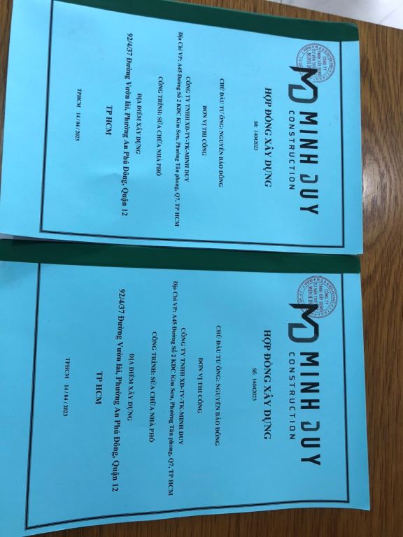 Hợp đồng thi công sửa chữa nhà giữa 2 bên