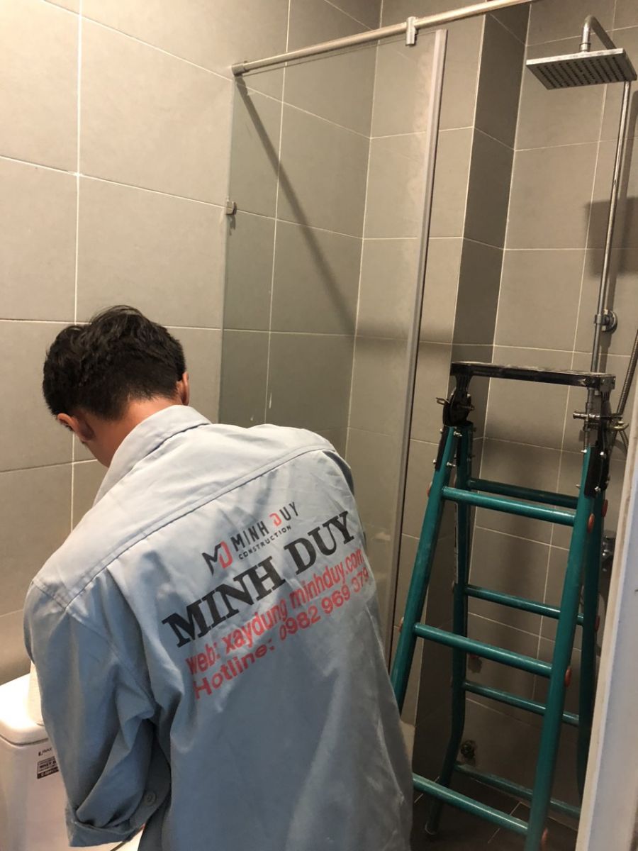 Giai đoạn thi công lại khu vực nhà nhà vệ sinh (WC) - Xây Dựng Minh Duy