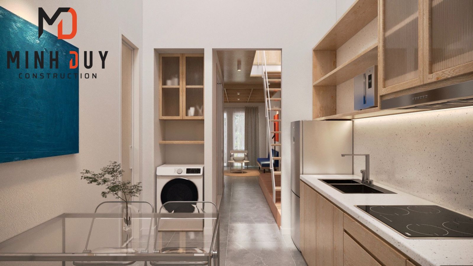 Hình ảnh hoàn thiện khu vực bếp nhà phố Quận 4 - Xây Dựng Minh Duy