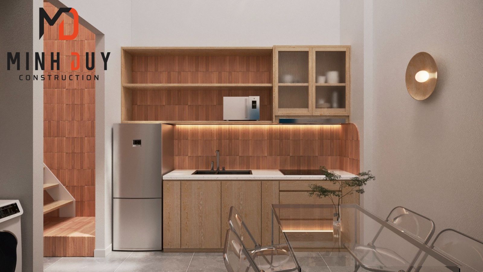 Hình ảnh hoàn thiện khu vực bếp nhà phố Quận 4 - Xây Dựng Minh Duy