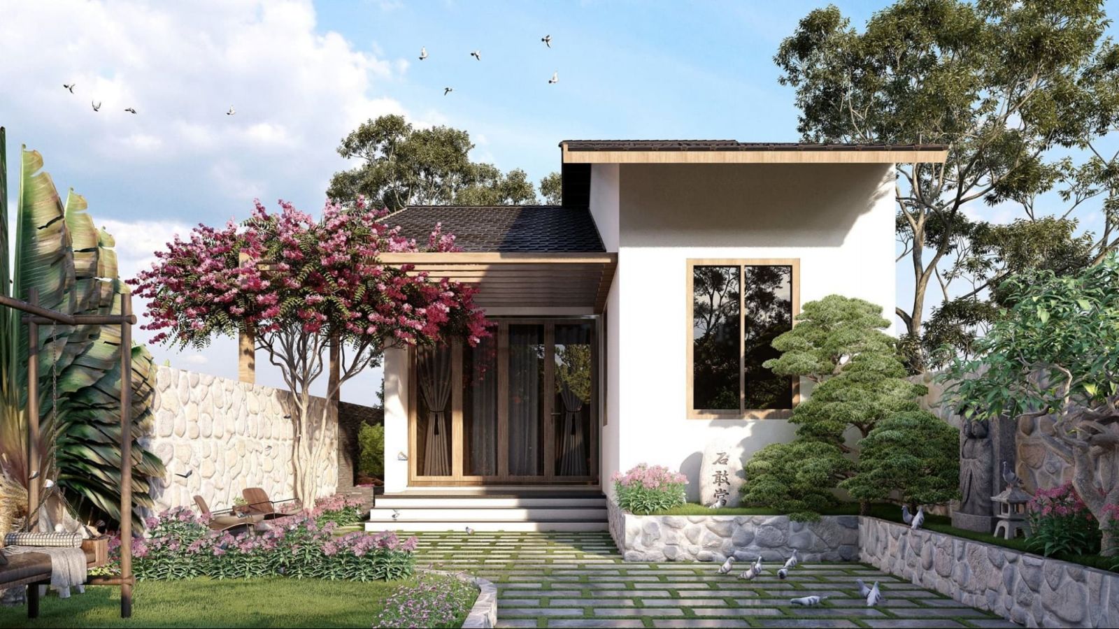 Mẫu nhà cấp 4 sửa kết hợp sân vườn nhỏ - Xây Dựng Minh Duy