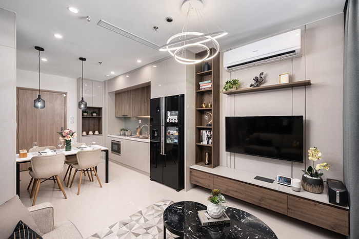 Thiết kế khu vực kệ TV cho phòng khách chung cư