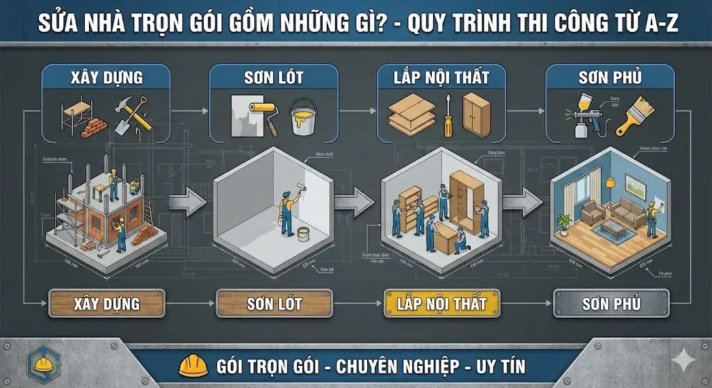Quy tr&igrave;nh phối hợp giữa thợ x&acirc;y v&agrave; thợ nội thất chuẩn nhất