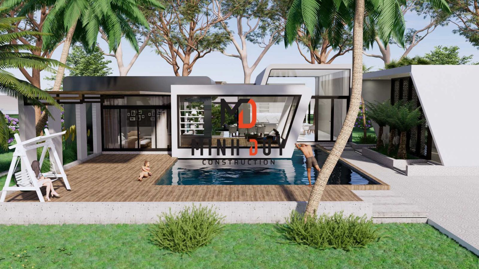 Mẫu biệt thự vườn 1 tầng - Xây Dựng Minh Duy