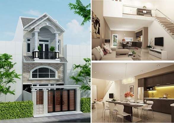 Mẫu thiết kế nhà phố 1 trệt 1 lửng 1 lầu tuyệt đẹp