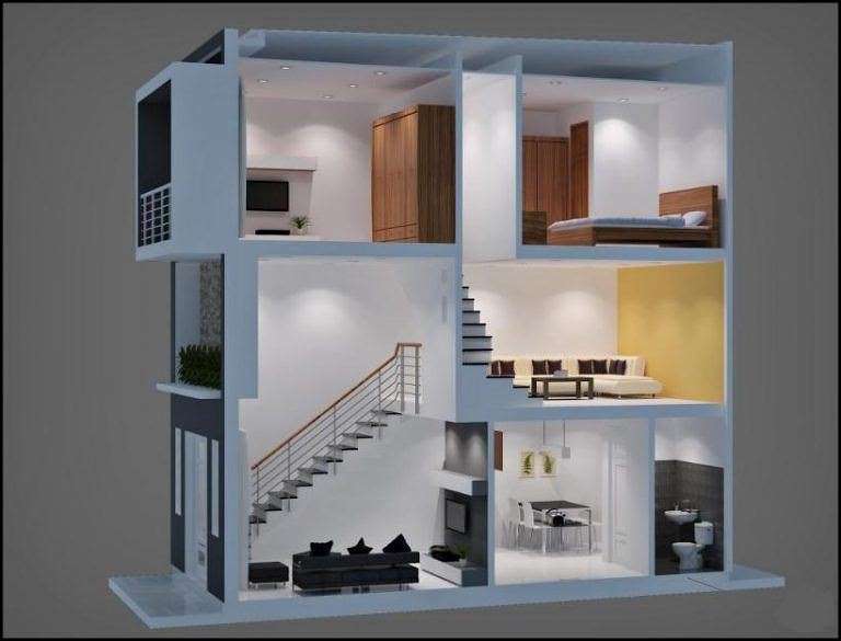 Mẫu thiết kế nhà phố 1 trệt 1 lửng 1 lầu tuyệt đẹp