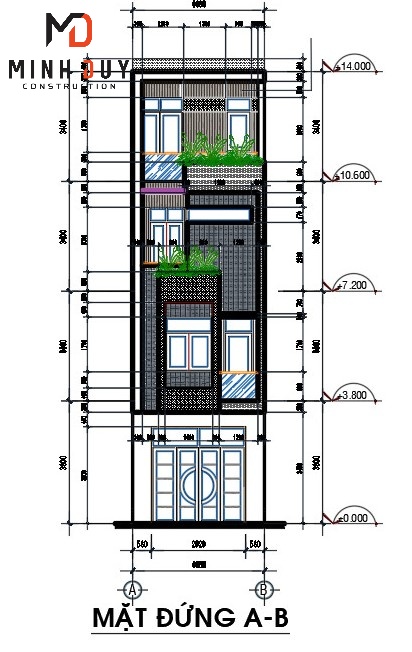 Mẫu nhà 1 trệt 3 lầu đẹp mê hồn Xây Dựng Minh Duy
