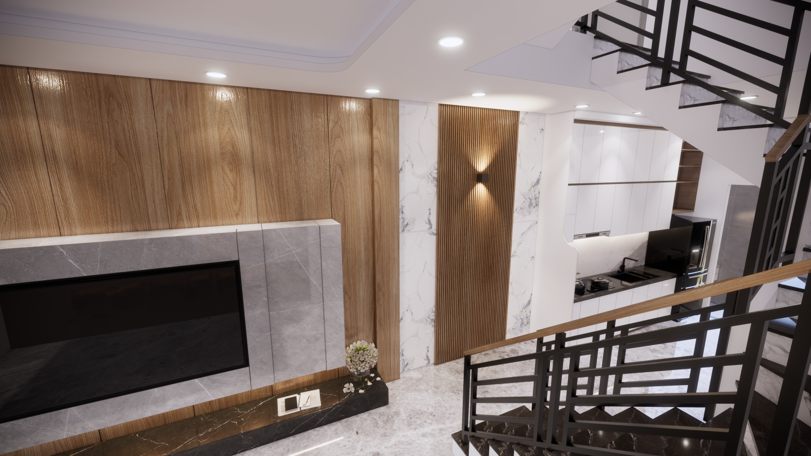 Thiêt kế nội thất nhà ống 3 tầng rưỡi