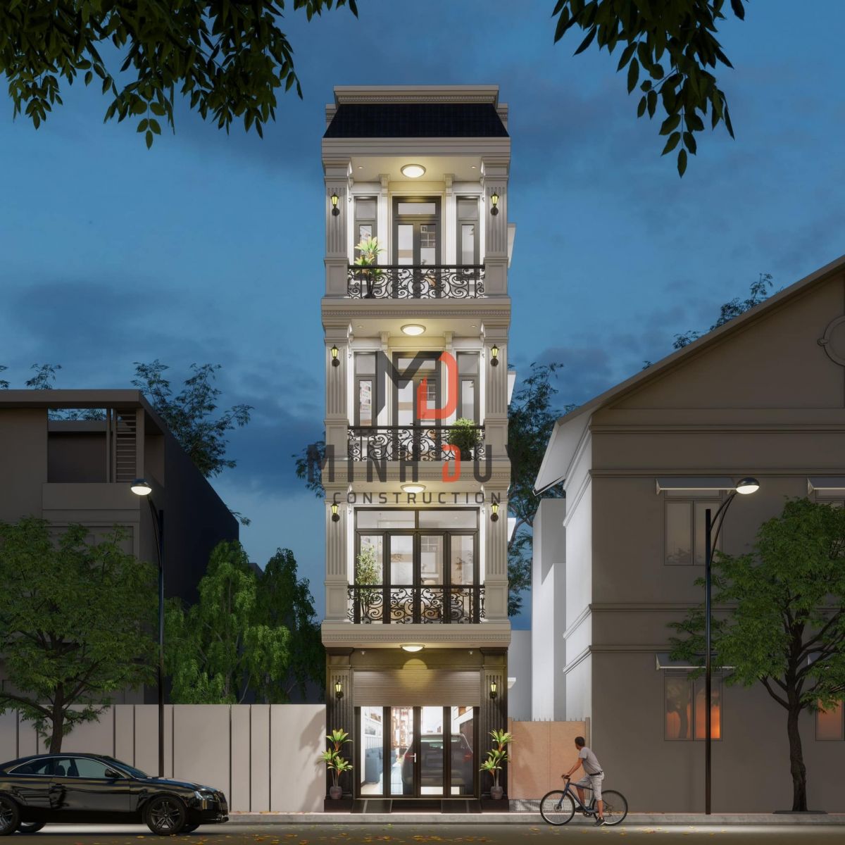 Mẫu thiết kế nhà 4 tầng tân cổ điển từ Xây Dựng Minh Duy