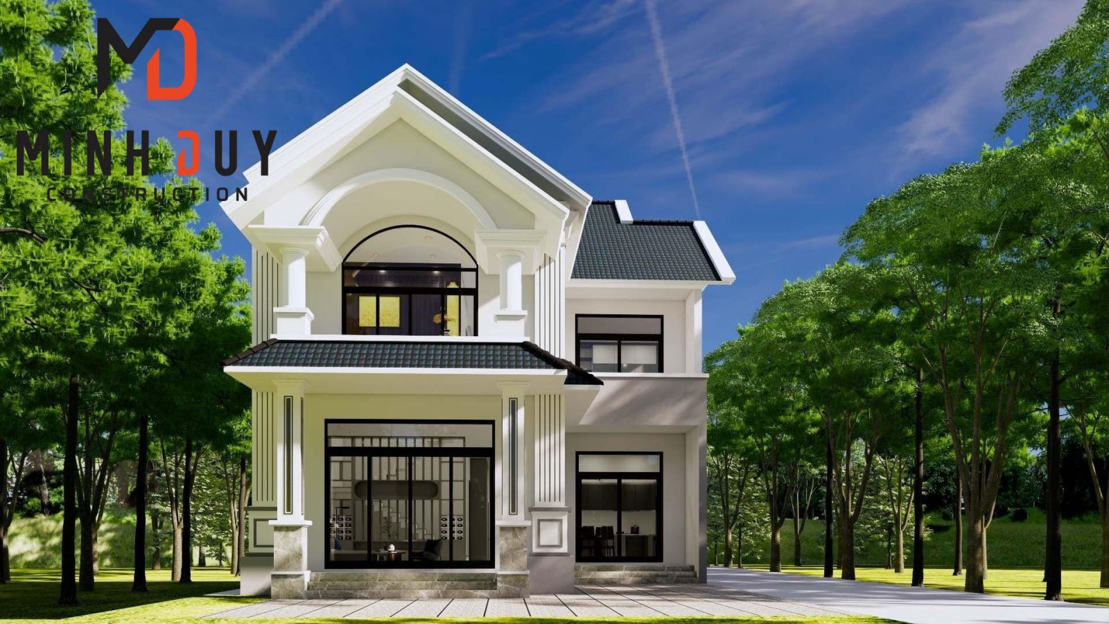 Mẫu thiết kế biệt thự 1 trệt 1 lầu mái thái