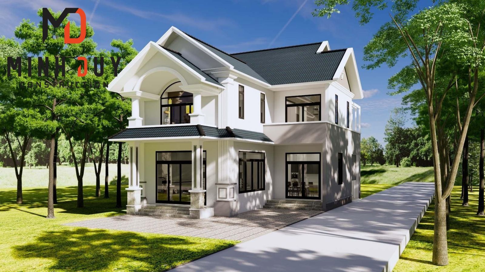 Mẫu thiết kế biệt thự 1 trệt 1 lầu mái thái