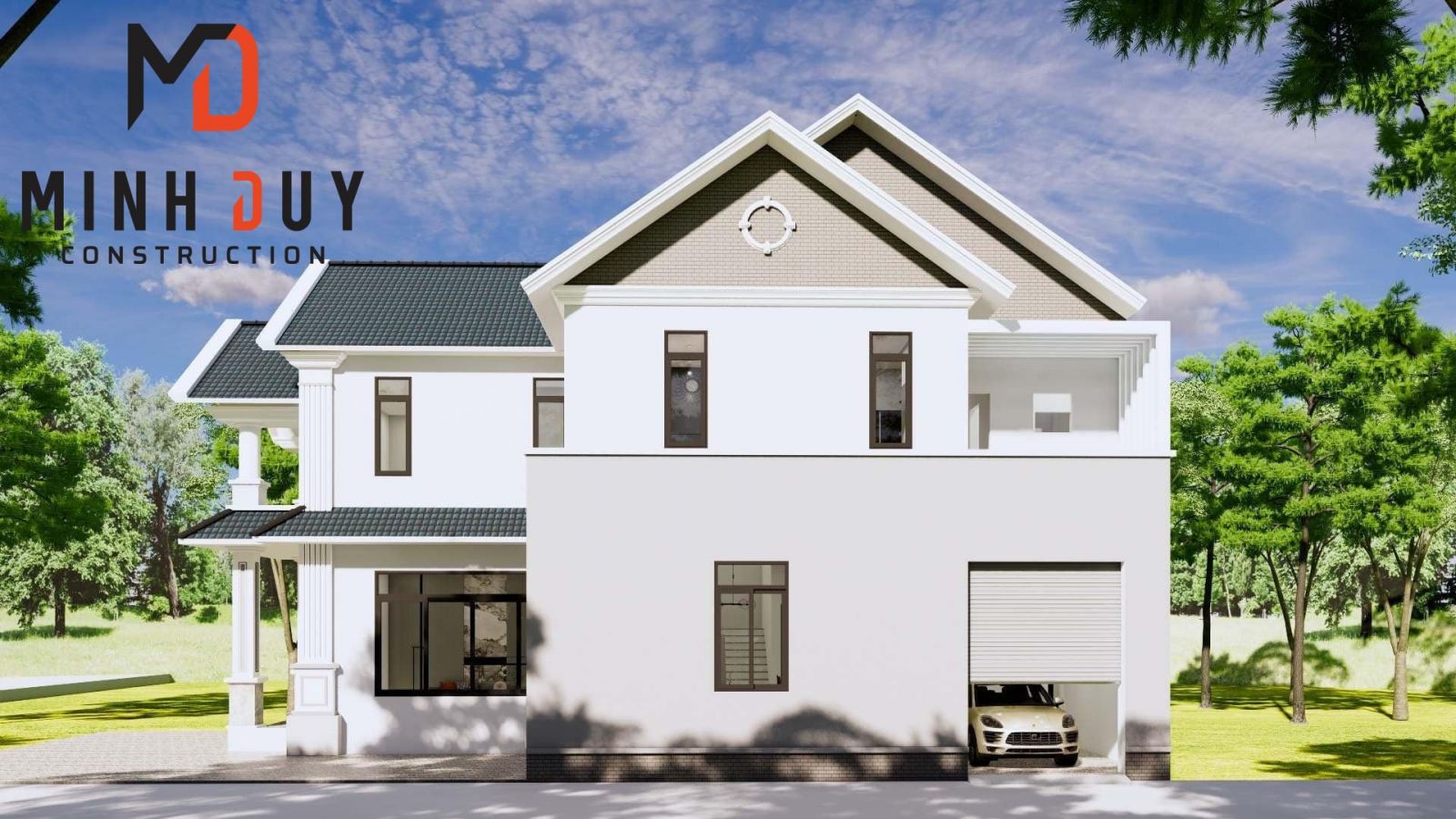 Mẫu thiết kế biệt thự 1 trệt 1 lầu mái thái