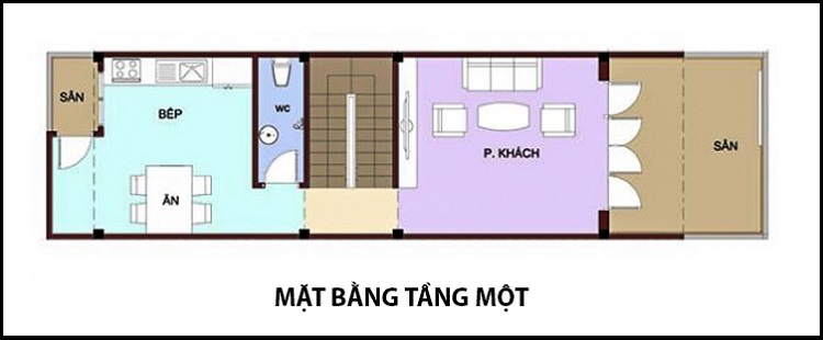 Bản vẽ mặt bằng tầng trệt nhà 2 tầng 5x10