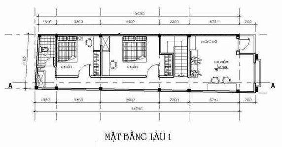 Mẫu nhà ống 2 tầng 4x15m 3 phòng ngủ