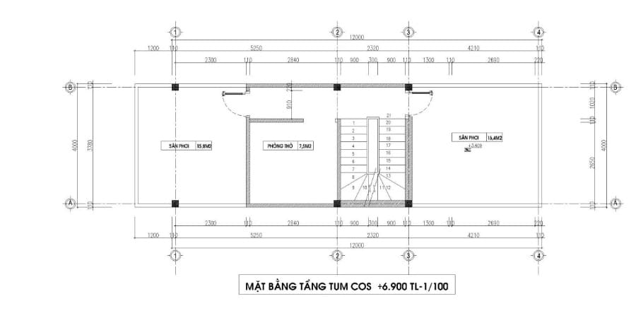 Mẫu nhà ống 2 tầng 4x15m 3 phòng ngủ