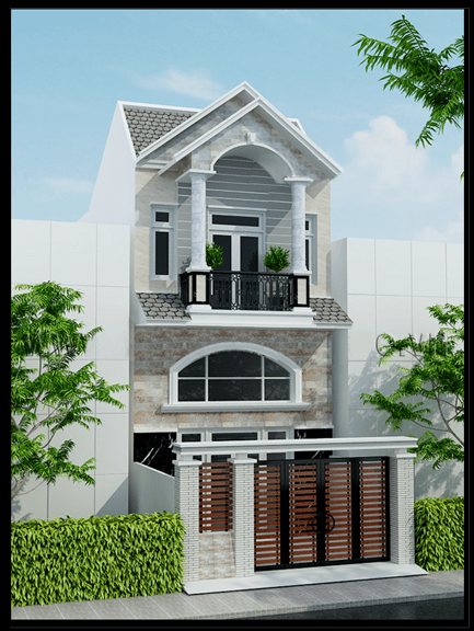 Mẫu nhà 2 tầng 3 phòng ngủ 5x10