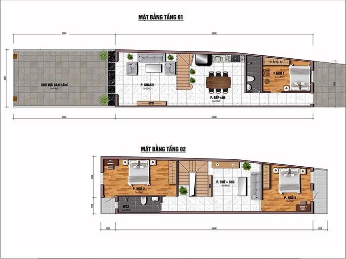 Mẫu thiết kế nhà 2 tầng mặt tiền 5m