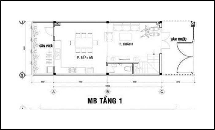 Mẫu thiết kế nhà 2 tầng mặt tiền 5m