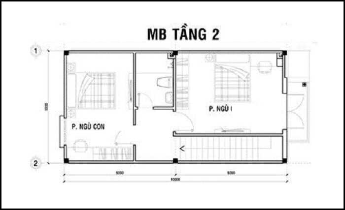 Mẫu thiết kế nhà 2 tầng mặt tiền 5m