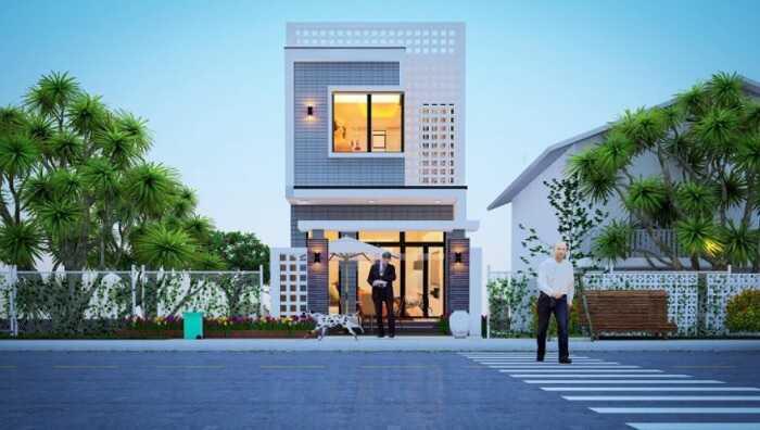 Mẫu thiết kế nhà 2 tầng mặt tiền 5m