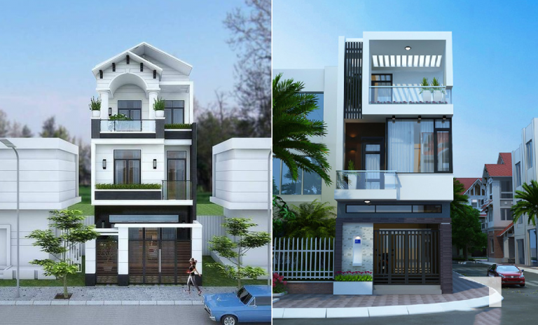 Tổng hợp mẫu thiết kế nhà phố 3 tầng măt tiền đẹp, hiện đại - 1