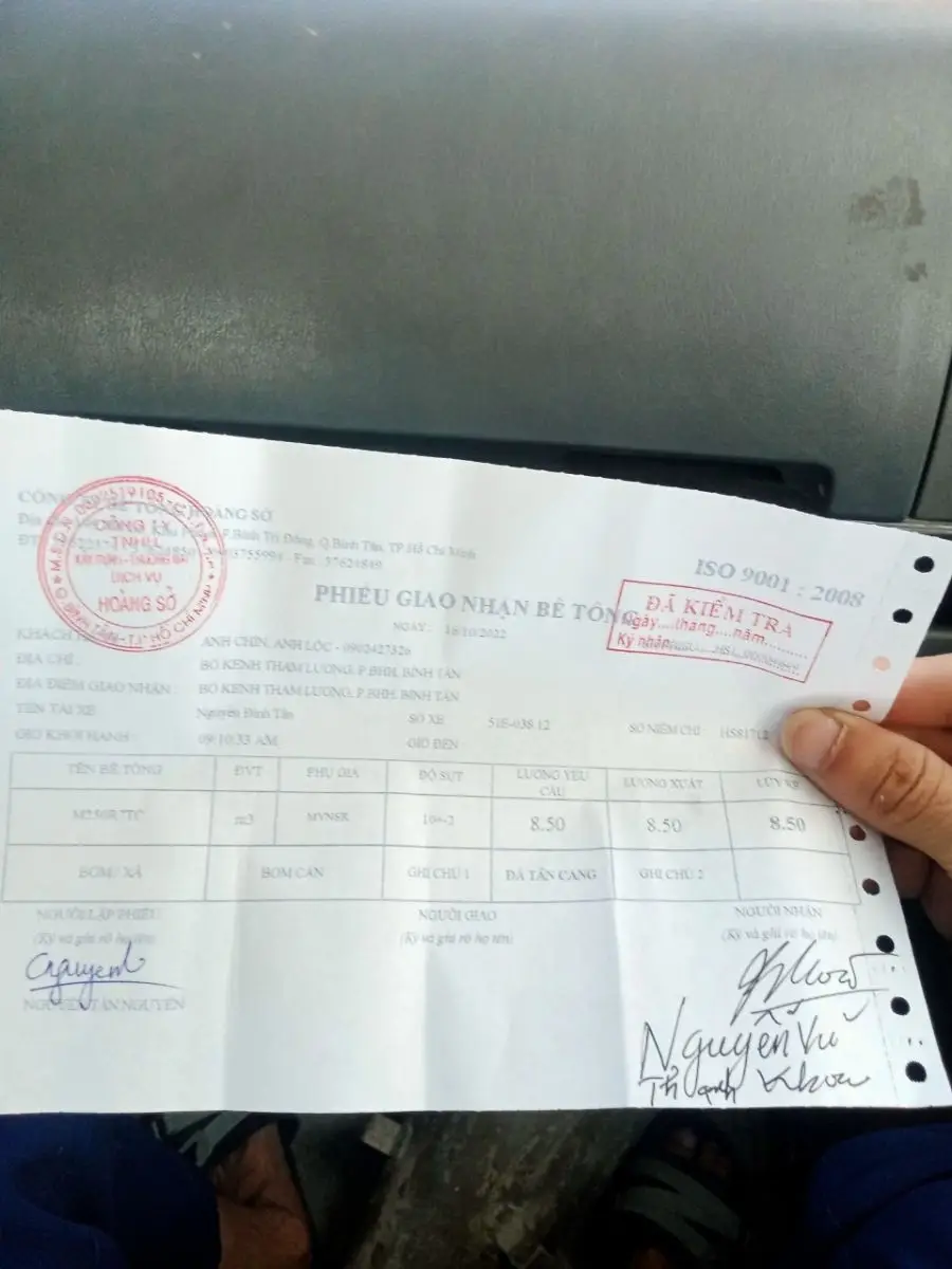 Kiểm tra phiếu xuất xưởng bê tông tươi
