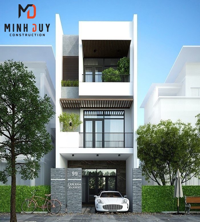 Hình ảnh thiết kế mặt tiền 3D dự án xây nhà trọn gói tại Quận Bình Thạnh - Xây Dựng Minh Duy