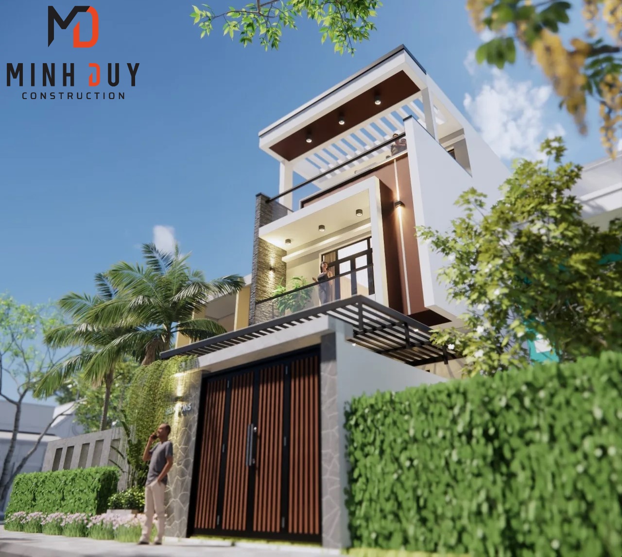 Phối cảnh mặt tiền dự án xây nhà trọn gói tại Hưng Long, Bình Chánh - Xây Dựng Minh Duy