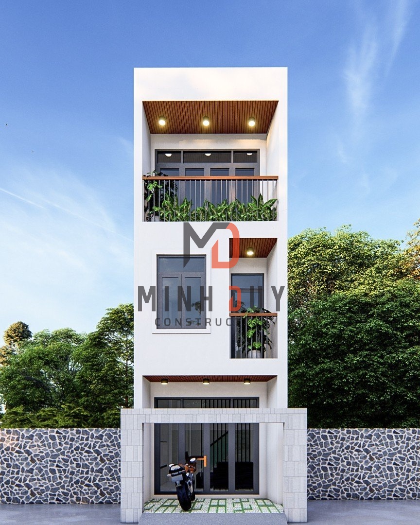 Phối cảnh mặt tiền hiện đại 1 trệt 2 lầu nhà chị Hạnh – Đường Tôn Đản, Quận 4