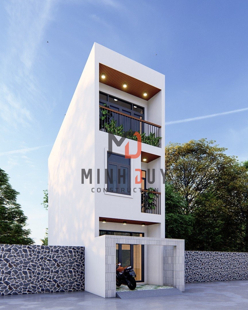 Phối cảnh mặt tiền hiện đại 1 trệt 2 lầu nhà chị Hạnh – Đường Tôn Đản, Quận 4