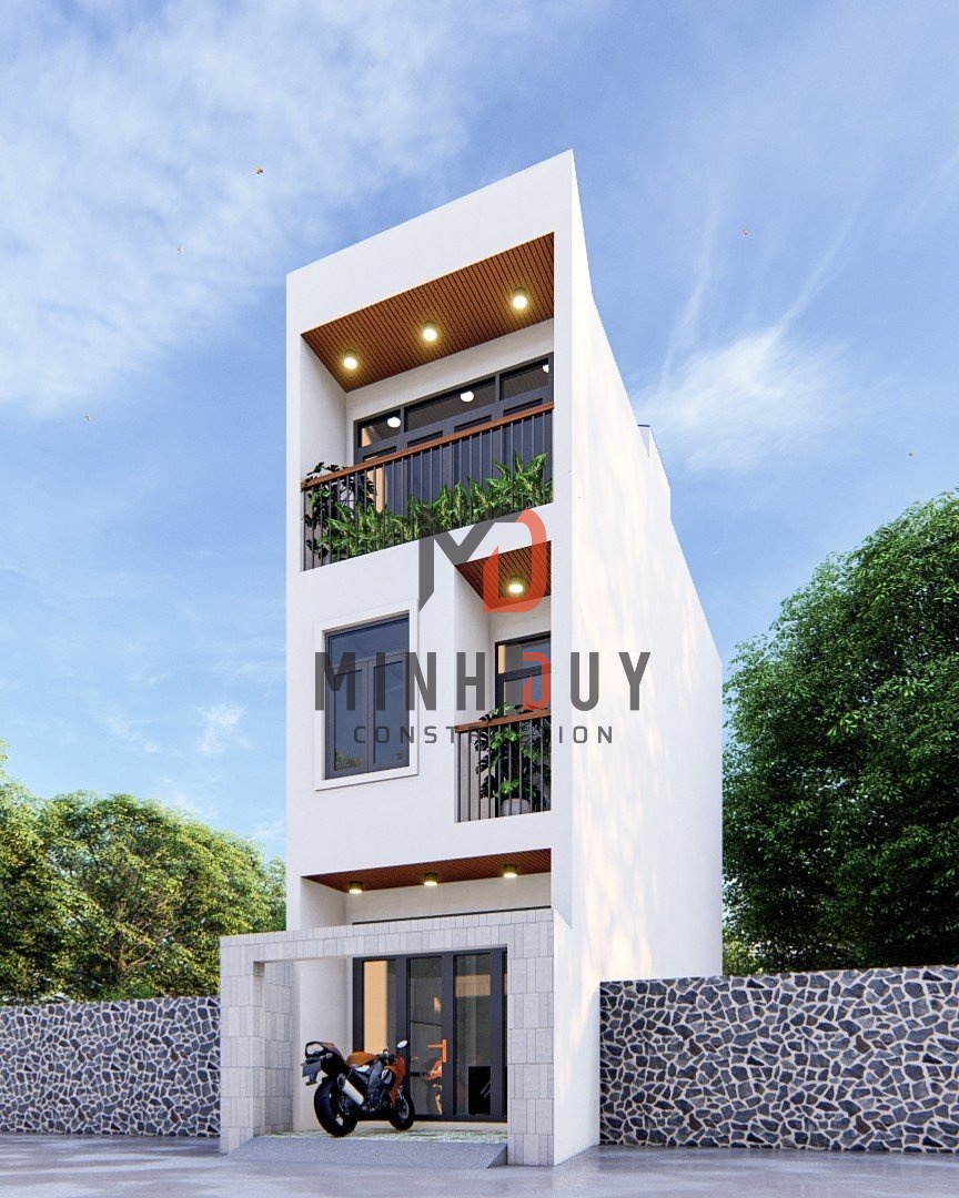 Phối cảnh mặt tiền hiện đại 1 trệt 2 lầu nhà chị Hạnh – Đường Tôn Đản, Quận 4