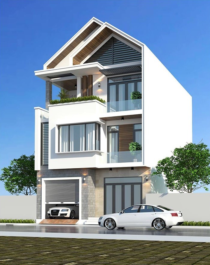 Mẫu nhà 3 tầng có gara ô tô