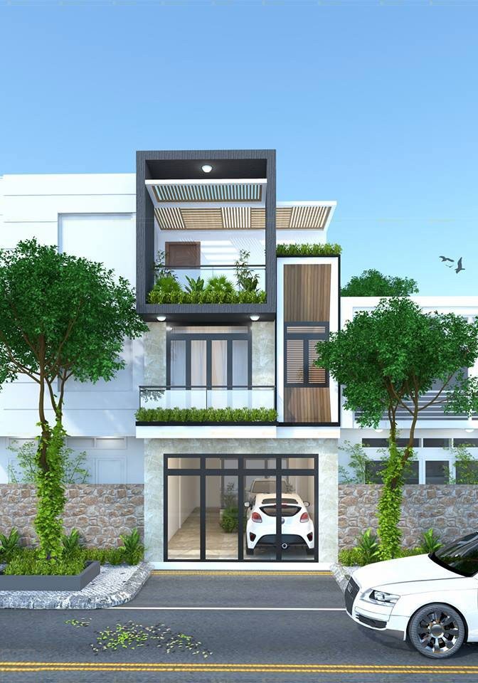 Mẫu nhà 3 tầng có gara ô tô