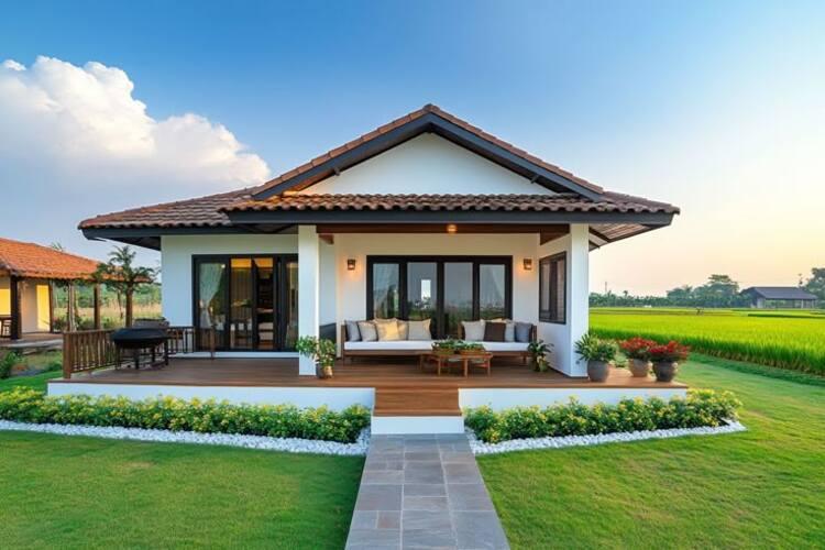 Mẫu nhà cấp 4 500 triệu 2 phòng ngủ có sân vườn