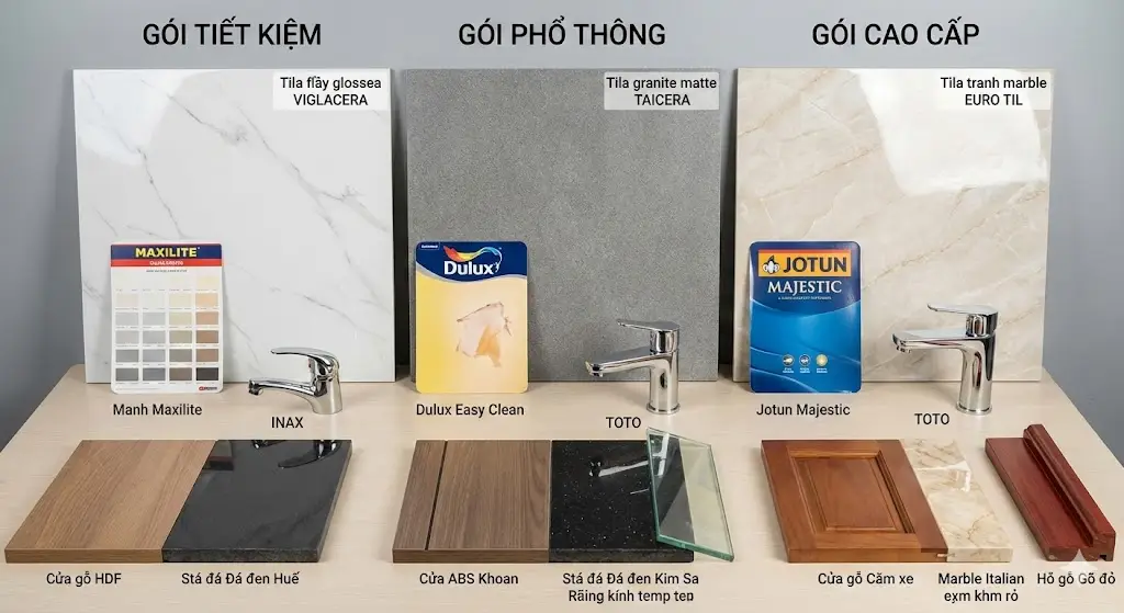 Hình ảnh so sánh vật tư lát nền thực tế